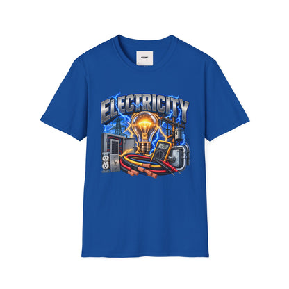 Electricity Graphic T-Shirt — Vintage Lightbulb Power Design