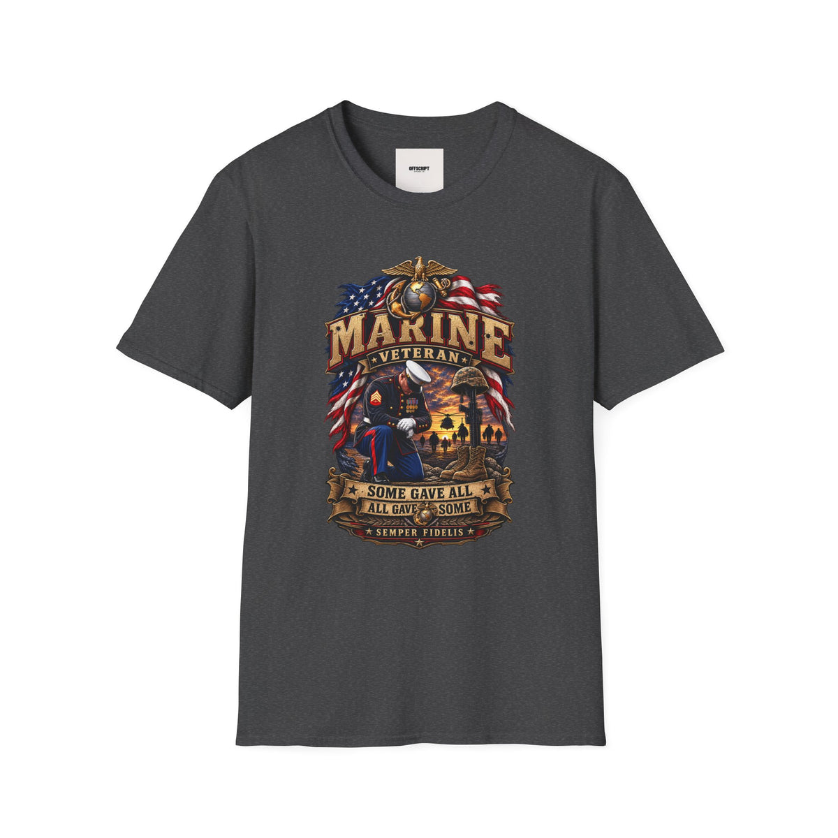 Marine Veteran T-Shirt — US Flag Eagle Emblem Military Tribute