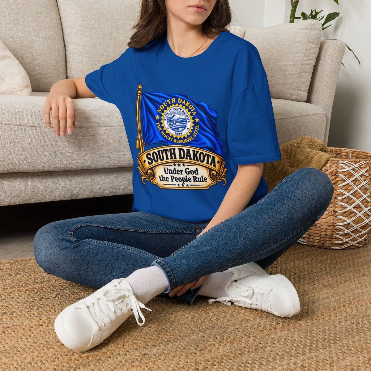 South Dakota Flag T‑Shirt — "Under God the People Rule" State Pride Tee