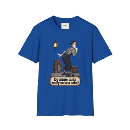 Mime Graphic T-Shirt — "Do Mime Farts Really Make a Noise?" Vintage Street Performer Tee