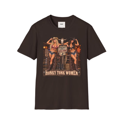 Cowgirl Pinup T-Shirt — "Bunny Tonk Women" Western Graphic Tee