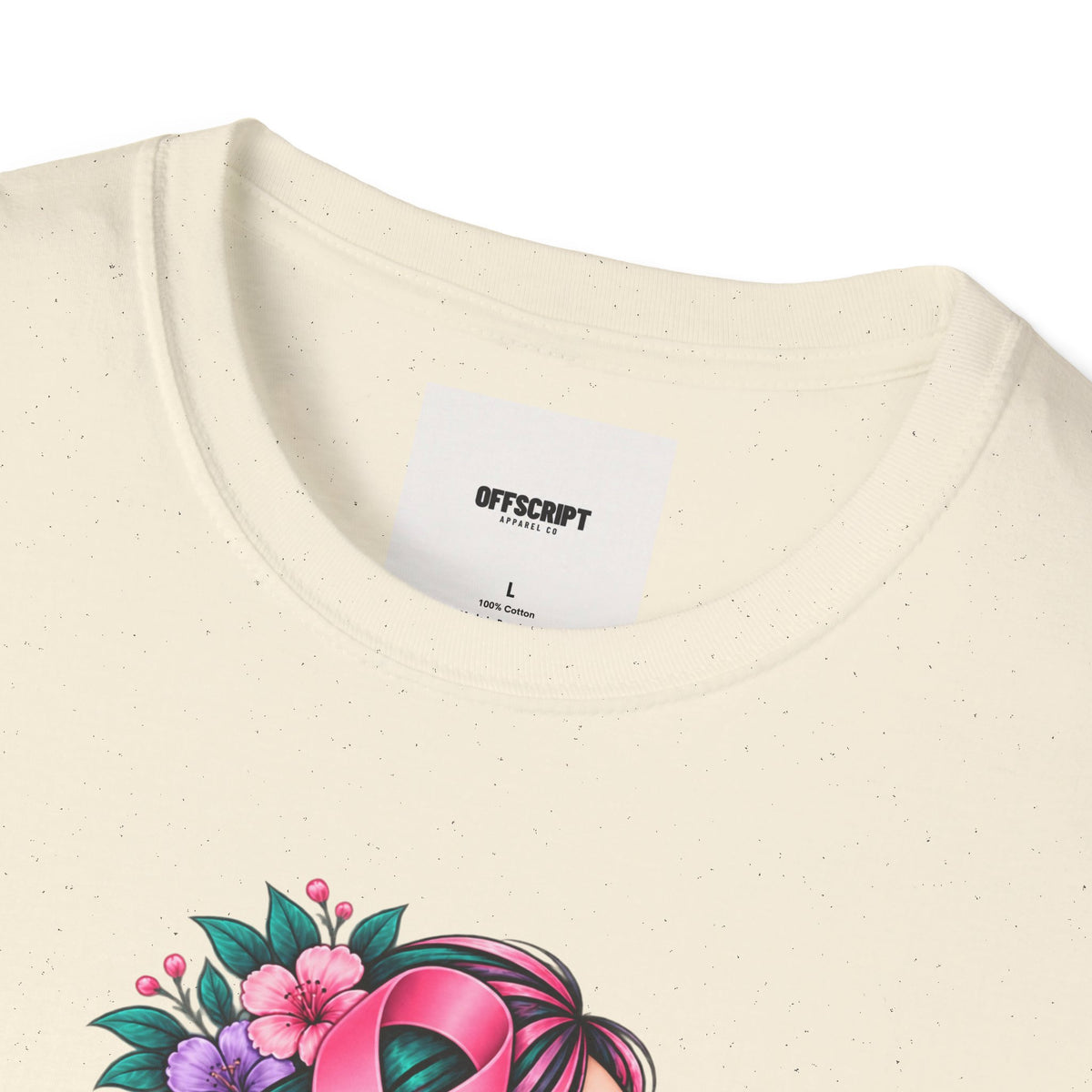 Women's Cancer Awareness T-Shirt — Pink Ribbon Floral Support Tee