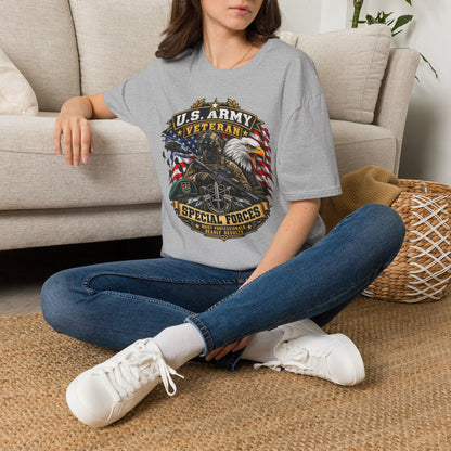 U.S. Army Veteran T-Shirt — Special Forces Eagle American Flag Design