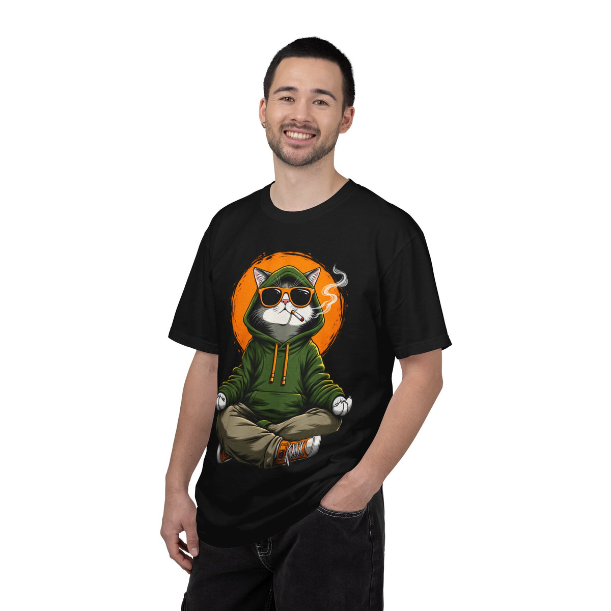 Meditating Cat in Sunglasses T-Shirt