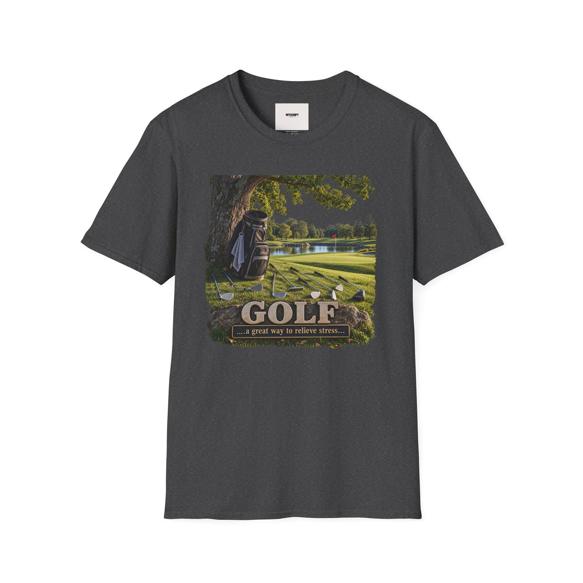 Golf Course Scene T‑Shirt — 'GOLF' Scenic Golfing Graphic Tee