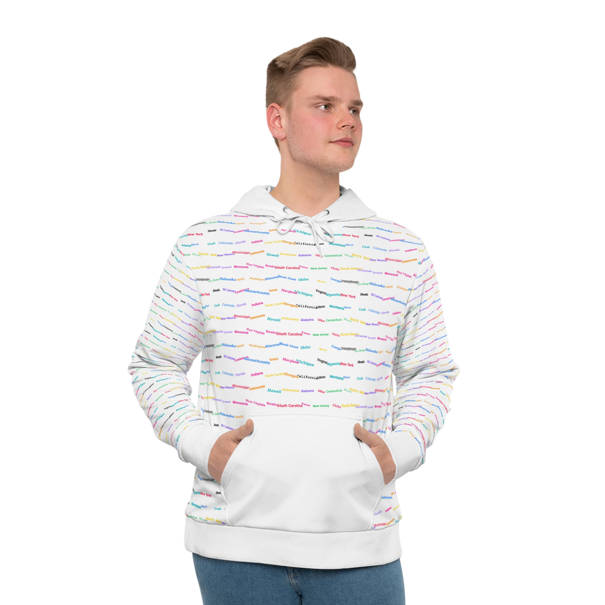 Pastel Script Pattern Hoodie — Colorful Handwritten Lines All-Over Print
