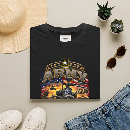 Army Veteran AH-64 Apache T-Shirt — Patriotic Military Helicopter Tee