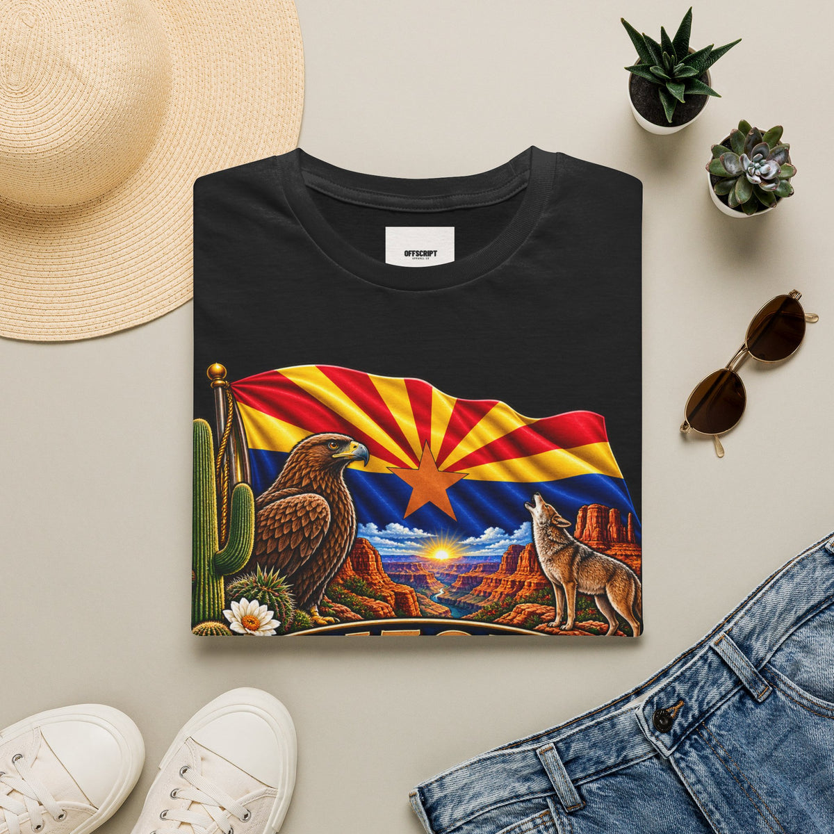 Arizona State T-Shirt — Desert Eagle & Coyote Flag Design