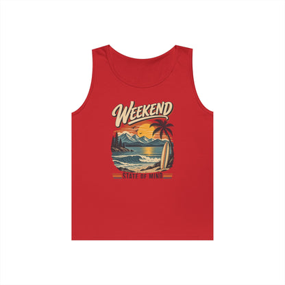 Weekend State of Mind Tank Top — Retro Beach Surf Sunset Graphic