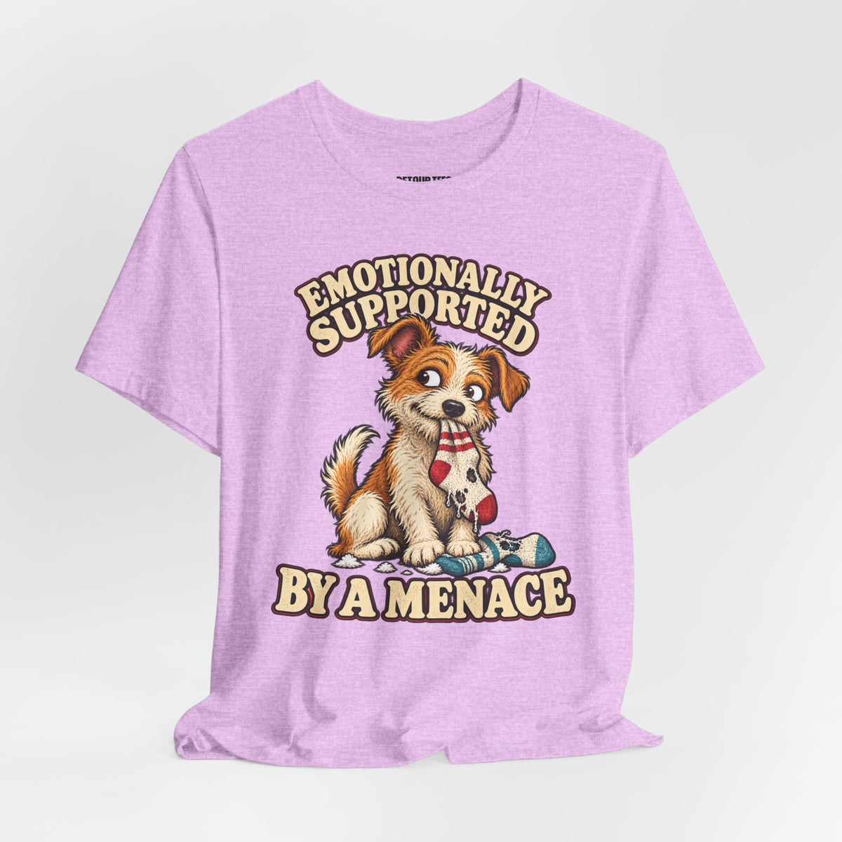 Emotionally Supported by a Menace Tee — Cute Puppy Graphic T‑Shirt
