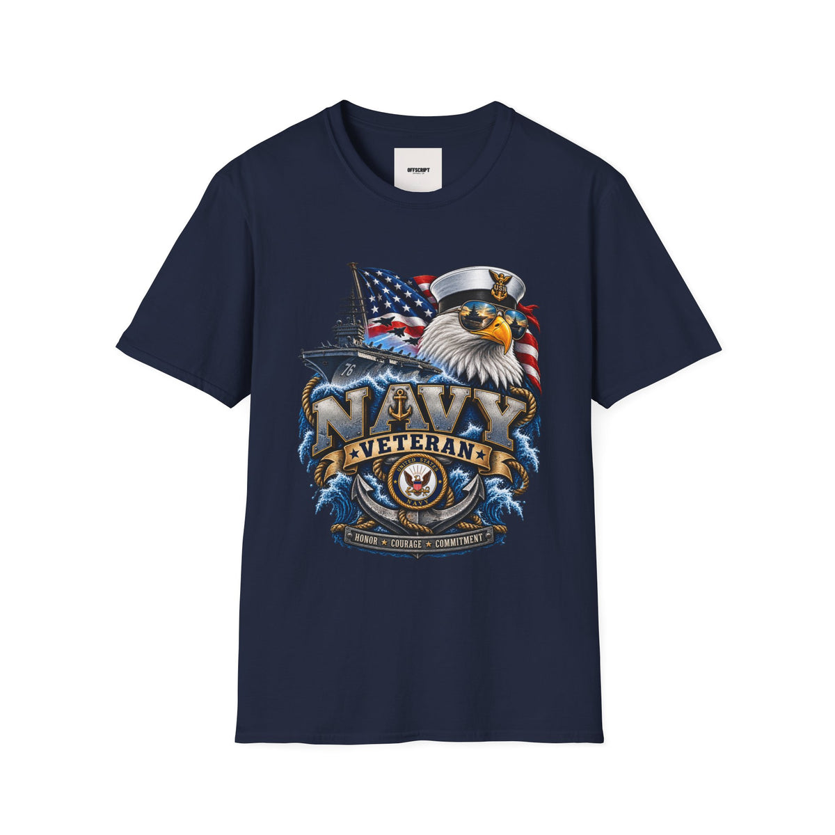 Navy Veteran Eagle T‑Shirt — Patriotic US Navy Flag Design