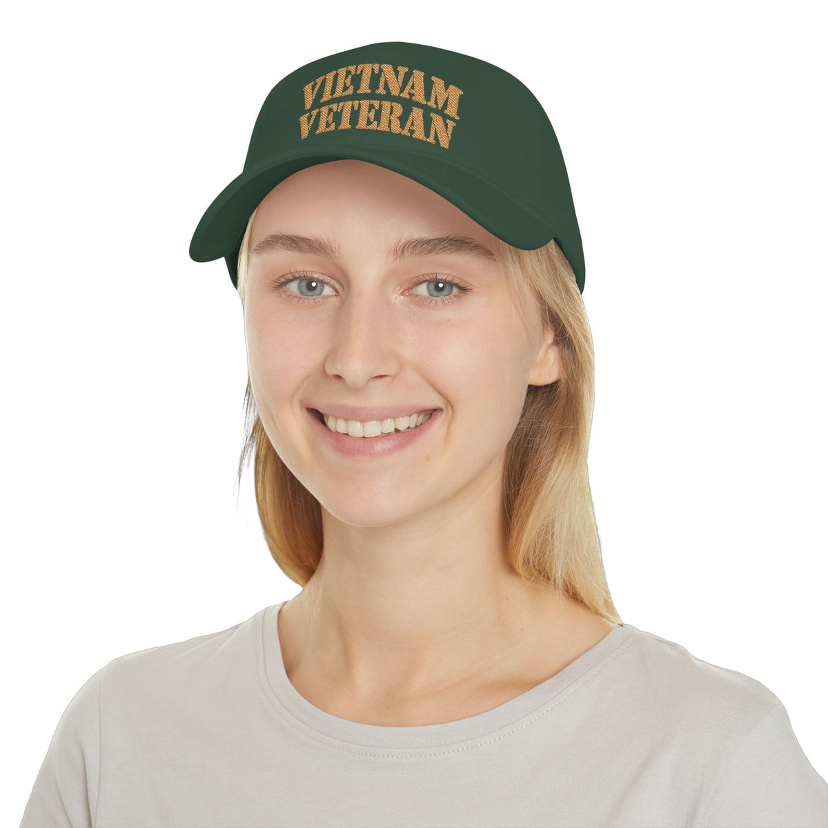 Vietnam Veteran Baseball Cap — Embroidered Gold Text Low Profile Hat for Veterans & Memorial Events
