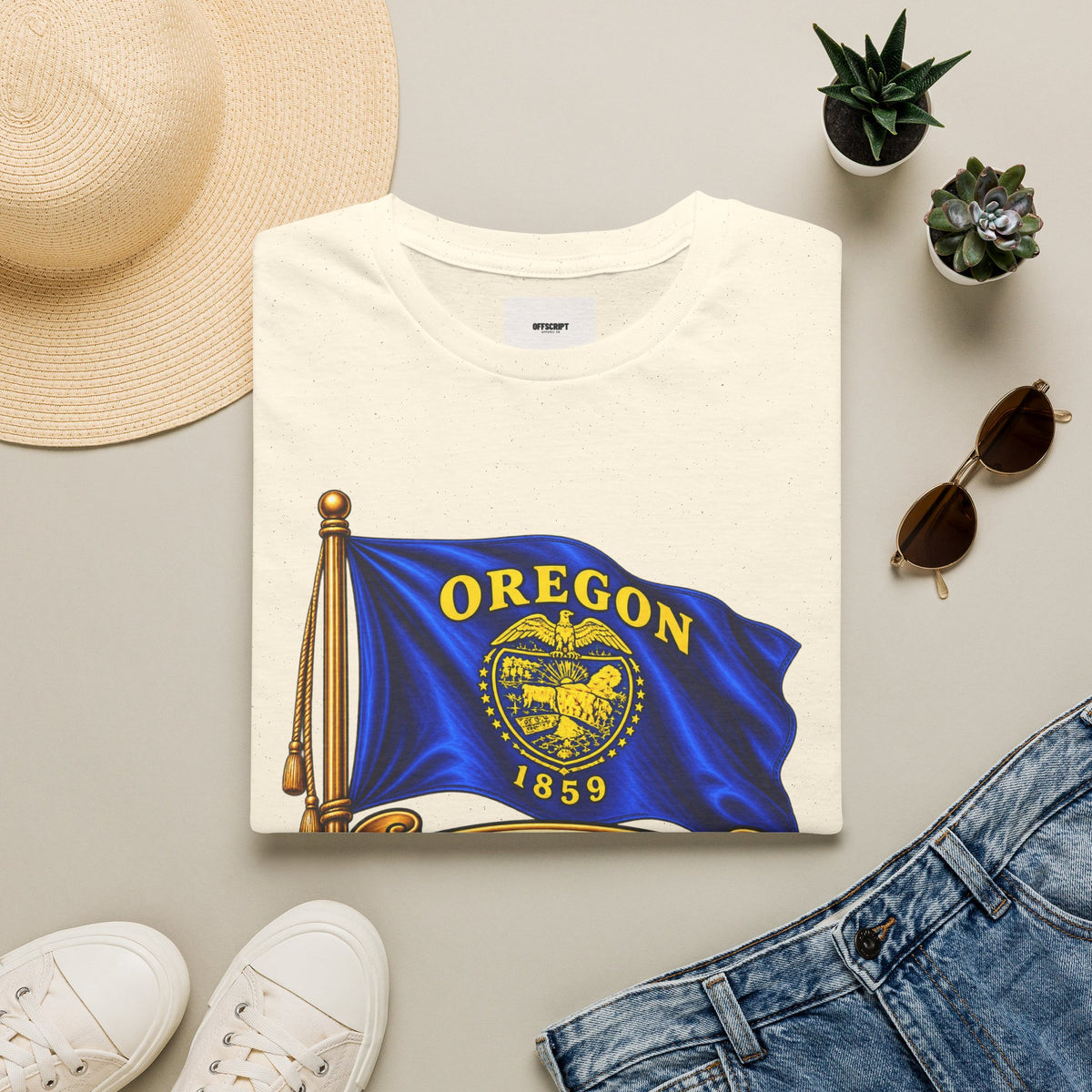 Oregon State Flag T-Shirt — 'Allis Volat Propria' Vintage Banner Tee
