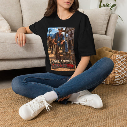 Cowboy Graphic T-Shirt — “Save a Horse, Ride a Cowboy” Western Tee