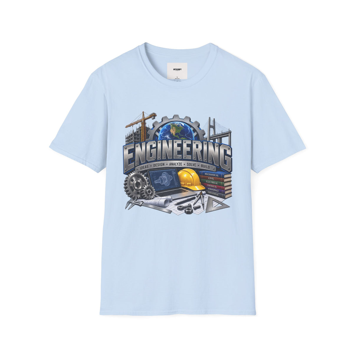 Engineering Graphic T-Shirt — STEM Design with Tools, Globe & 'Engineering' Text