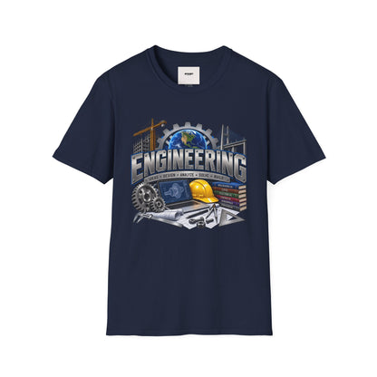 Engineering Graphic T-Shirt — STEM Design with Tools, Globe & 'Engineering' Text