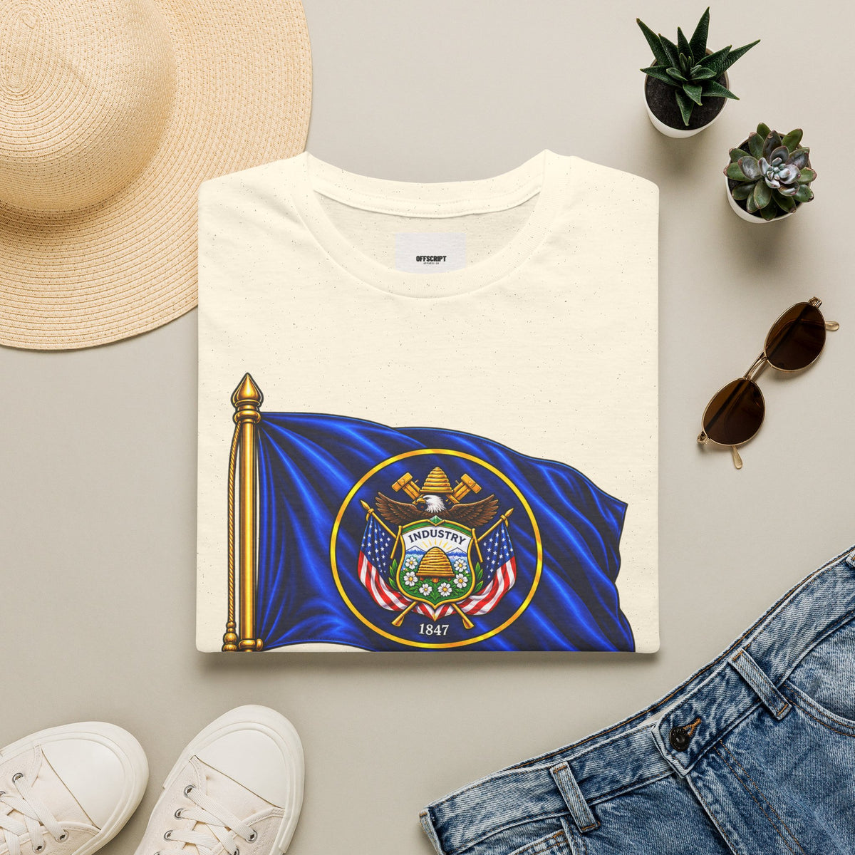Utah State Flag T-Shirt — 'Utah Industry' Retro Flag Tee