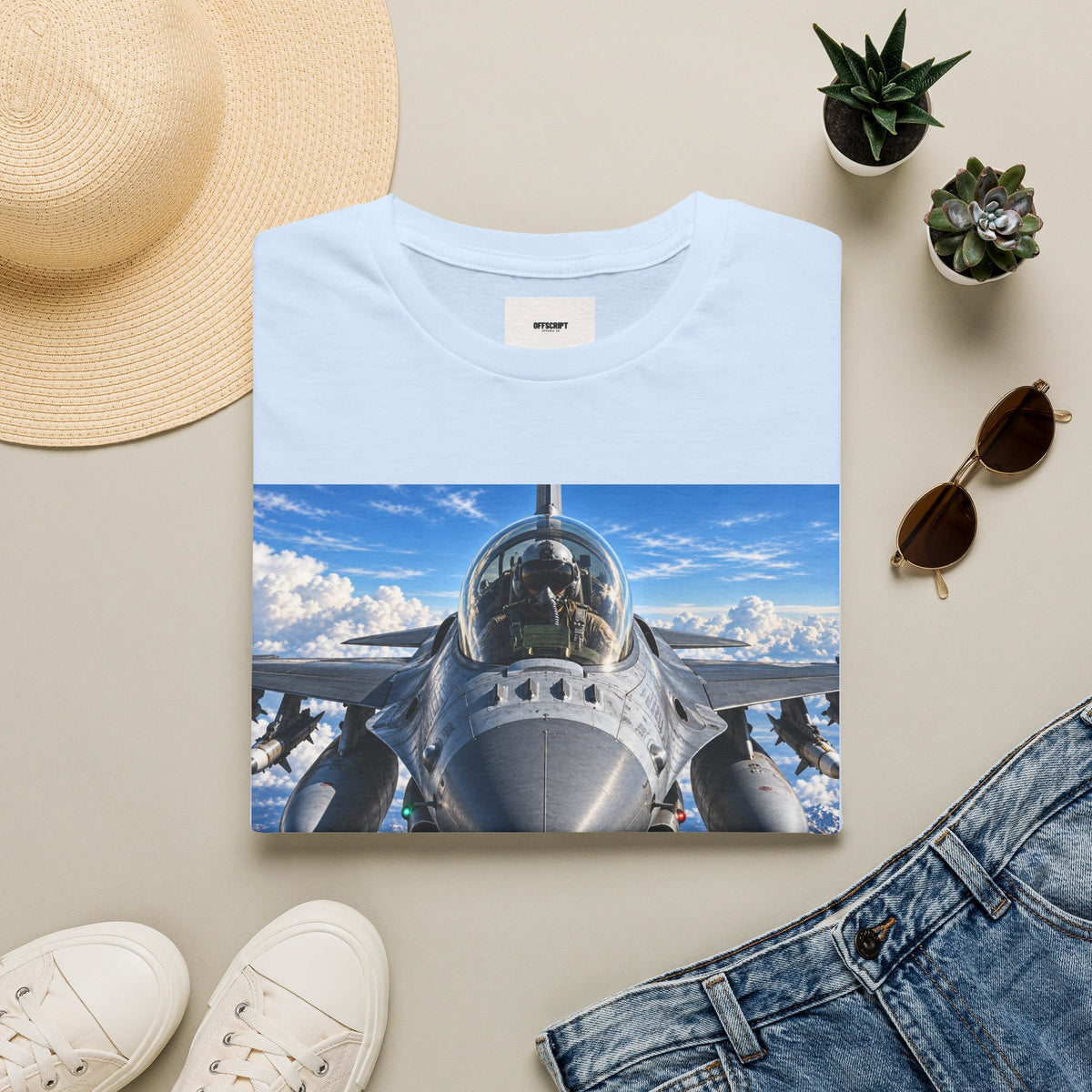 Fighter Jet Front View Tee — Military Aviation Pilot T-Shirt