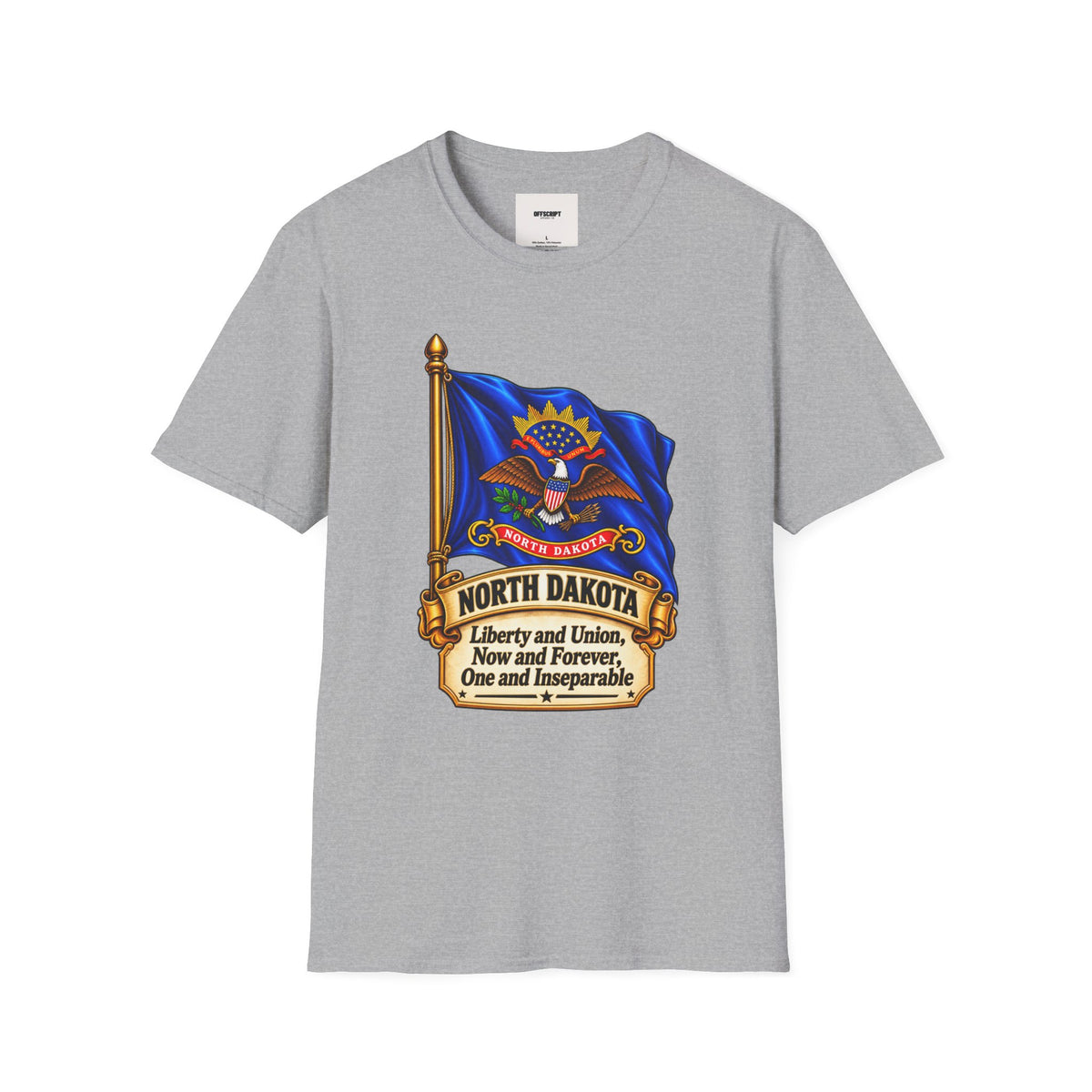 North Dakota State Flag T-Shirt — Liberty and Union Quote