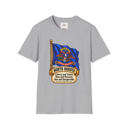 North Dakota State Flag T-Shirt — Liberty and Union Quote