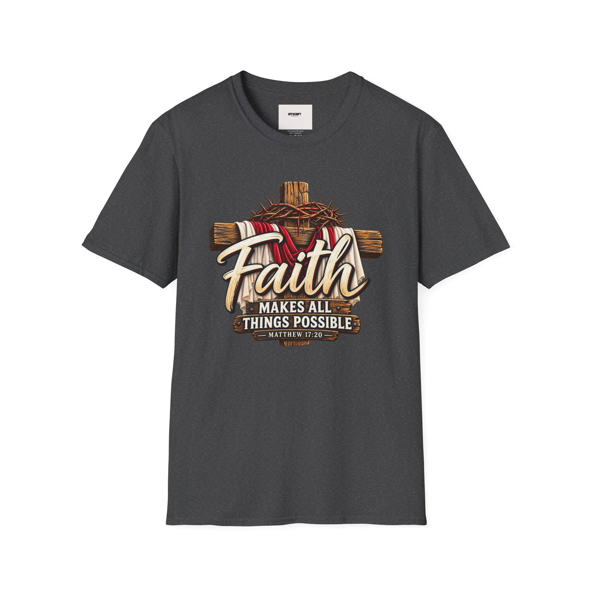 Faith Cross T‑Shirt — "Faith Makes All Things Possible" Christian Tee