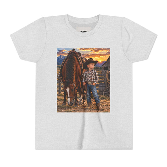 Youth Western Cowboy Tee — Little Cowboy & Horse Graphic Shirt