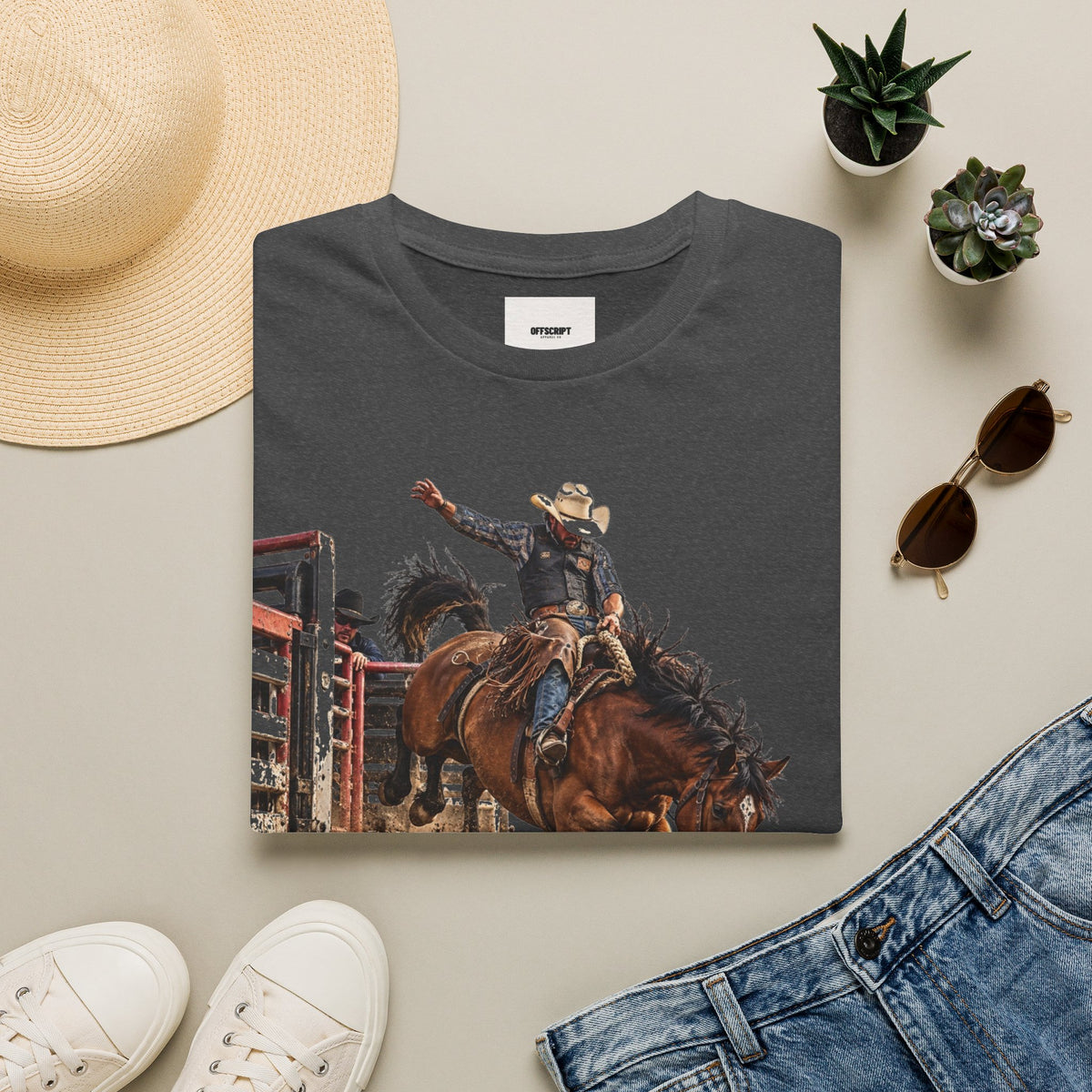 Rodeo Bucking Horse T-Shirt — 'Roping for Eight' Western Cowboy Shirt