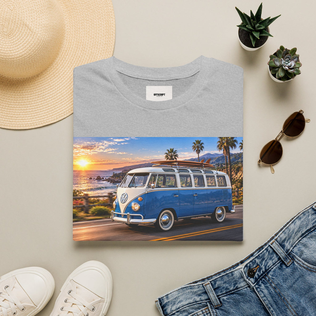 Vintage VW Bus T‑Shirt — Retro Surf Van Sunset Graphic Tee