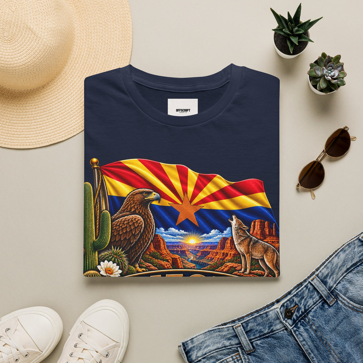 Arizona State T-Shirt — Desert Eagle & Coyote Flag Design
