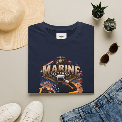 Marine Veteran T-Shirt — Proud USMC Eagle & Flag Tribute Tee