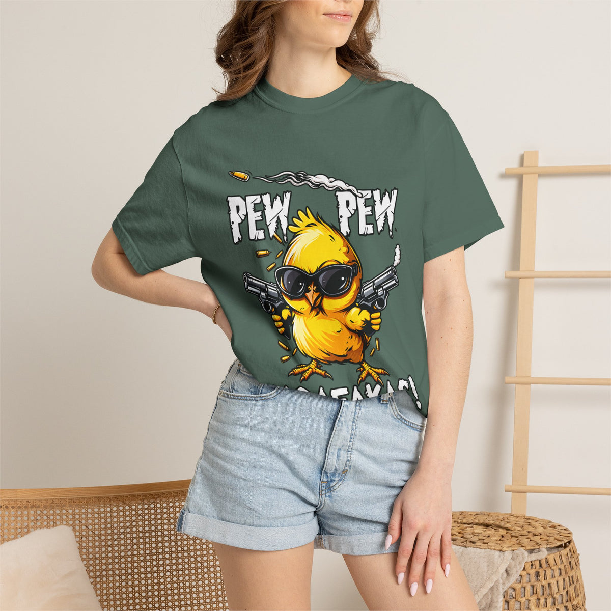 Pew Pew Madafakas Funny Duck Graphic T-Shirt