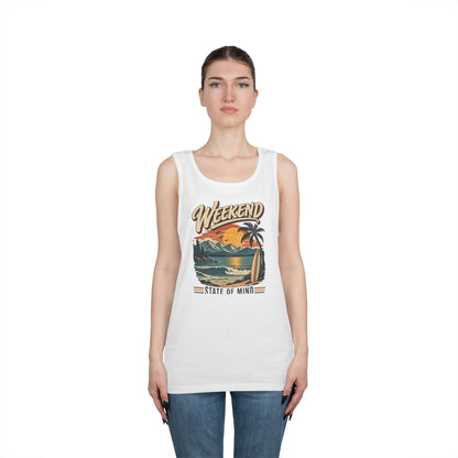Weekend State of Mind Tank Top — Retro Beach Surf Sunset Graphic