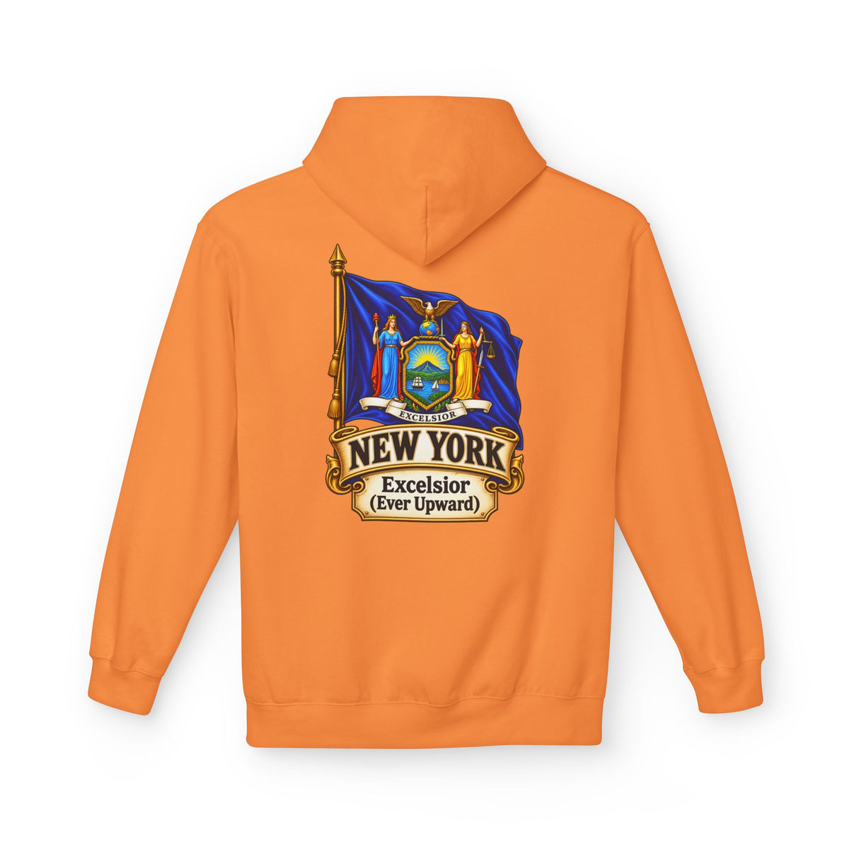 New York State Flag Hoodie – "Excelsior (Ever Upward)" Graphic Pullover
