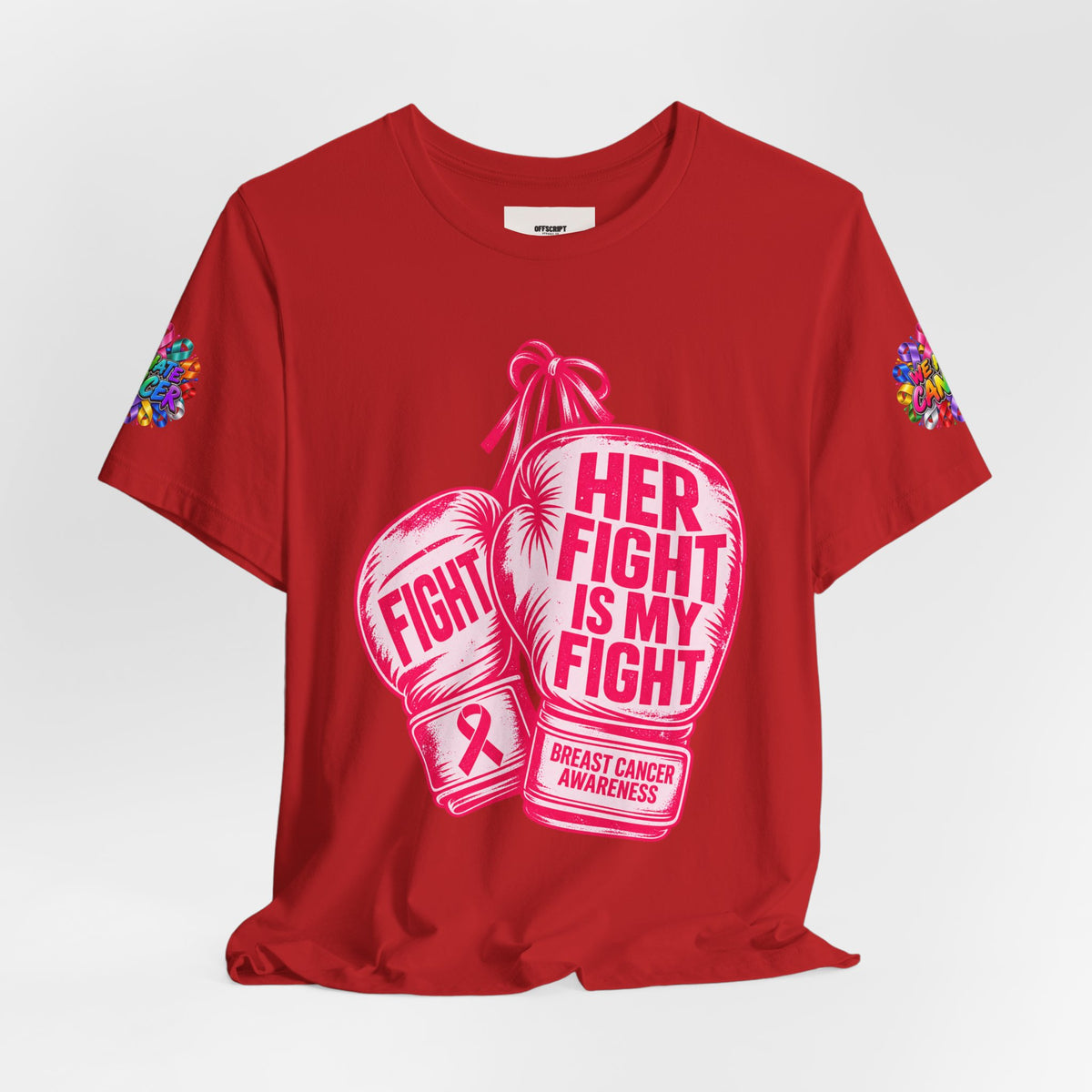 Breast Cancer Awareness Tee – “Her Fight Is My Fight” Boxing Gloves T-Shirt