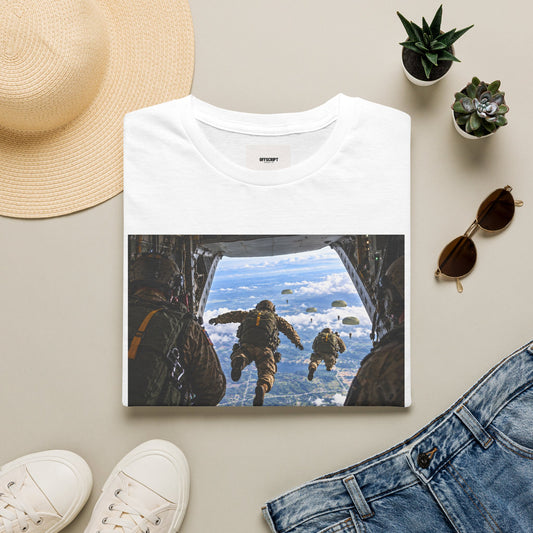 Parachute Jump Soldiers T-Shirt — Military Airborne Jump Photo Tee