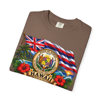 Hawaii State Seal Tee — Vintage Hawaiian Flag & Hibiscus T-Shirt