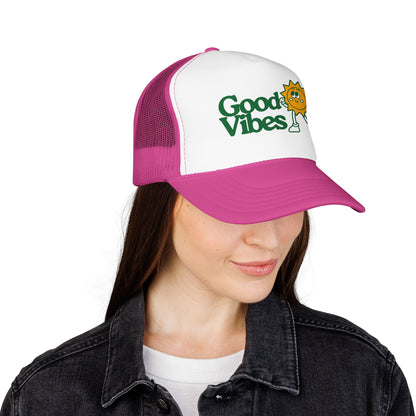 Good Vibes Sun Trucker Hat — Retro Sunny Graphic Foam Cap