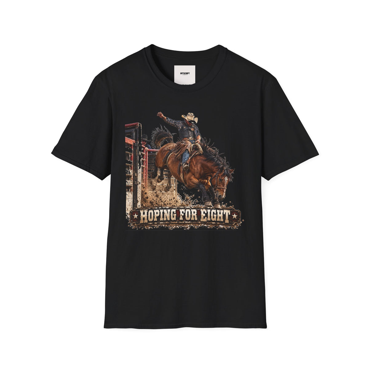 Rodeo Bucking Horse T-Shirt — 'Roping for Eight' Western Cowboy Shirt