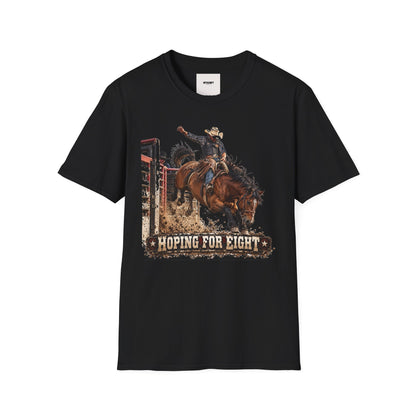 Rodeo Bucking Horse T-Shirt — 'Roping for Eight' Western Cowboy Shirt