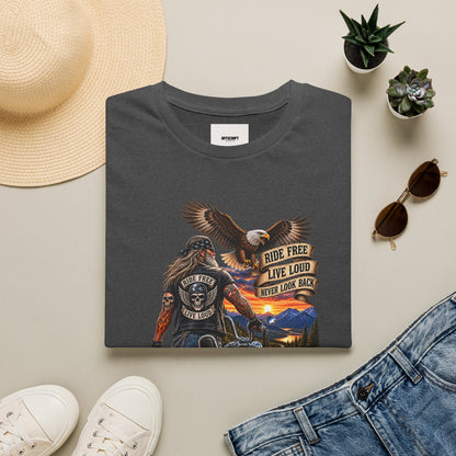 Biker Eagle T-Shirt — "Ride Free, Live Loud" Motorcycle Tee