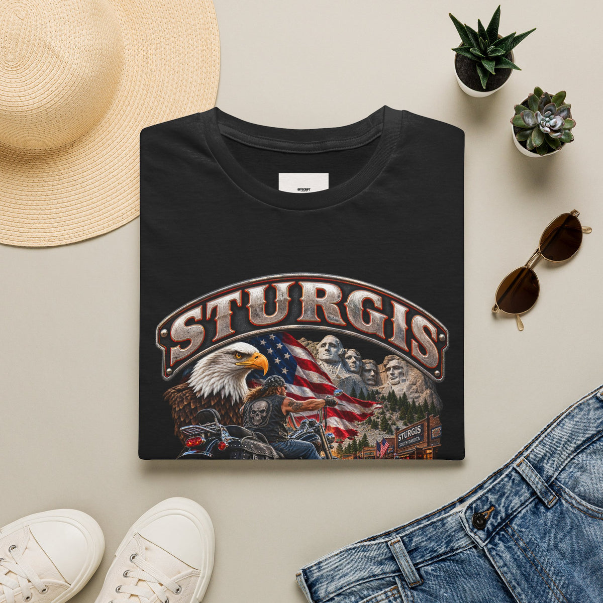 Sturgis Bike Week T-Shirt — American Eagle & Mount Rushmore Motorcycle Tee