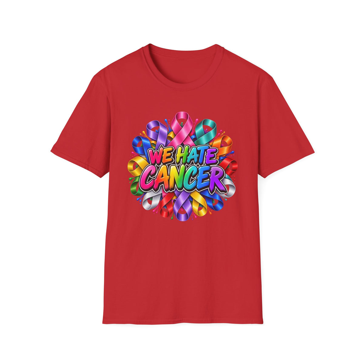 We Hate Cancer T-Shirt — Multicolor Cancer Awareness Ribbon Tee