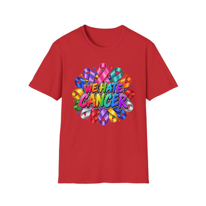 We Hate Cancer T-Shirt — Multicolor Cancer Awareness Ribbon Tee