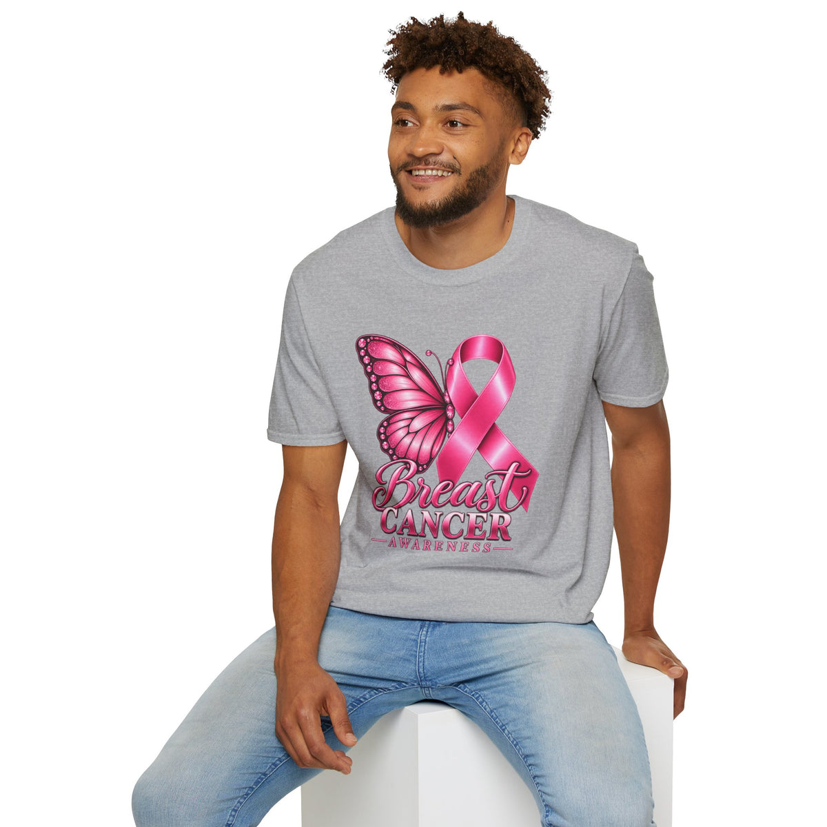 Pink Ribbon Butterfly Breast Cancer Awareness T-Shirt | Support Ribbon Tee