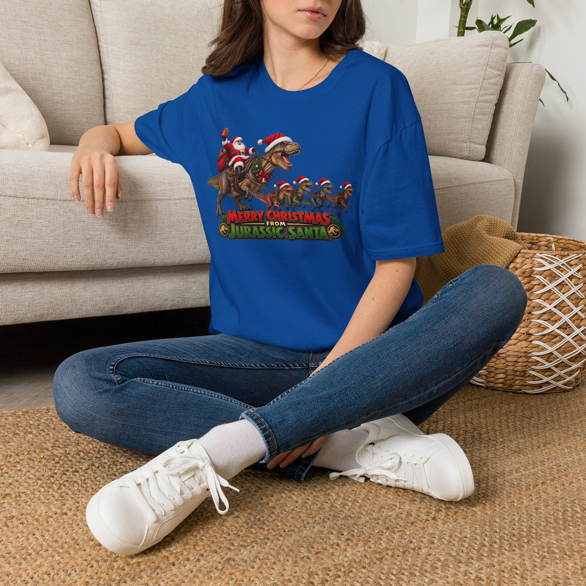 Christmas Dinosaur T-Shirt — “Merry Christmas from Jurassic Santa” Holiday Tee