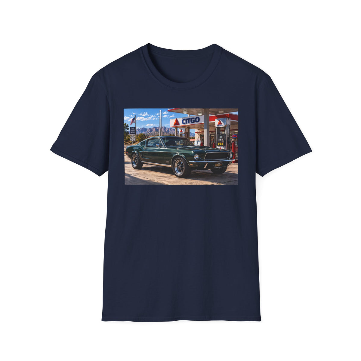 Classic Mustang Gas Station Tee — Retro Muscle Car T-Shirt