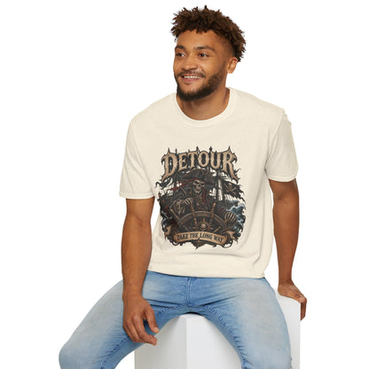 Detour Skull T-Shirt — "Take the Long Way" Vintage Biker Graphic Tee
