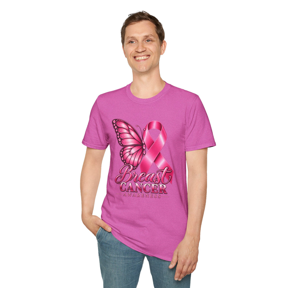 Pink Ribbon Butterfly Breast Cancer Awareness T-Shirt | Support Ribbon Tee