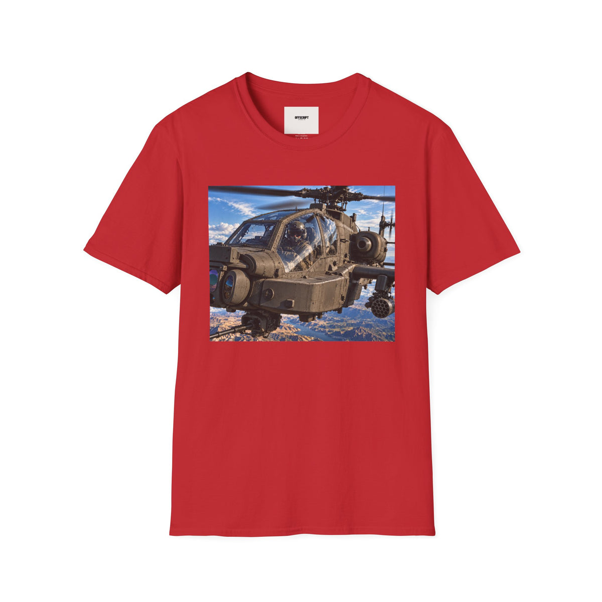 Attack Helicopter Photo T-Shirt — Military Aviator Crew Tee