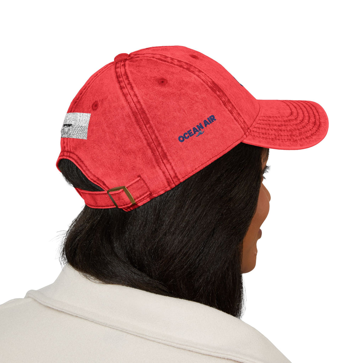 Vintage Embroidered Beach House Cap — Washed Red Dad Hat